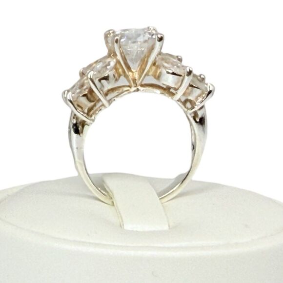 Lindeberg 925 Sterling Silver Zirconia Ring Sz 7 Marquise Round Cut Engagement - Picture 16 of 16